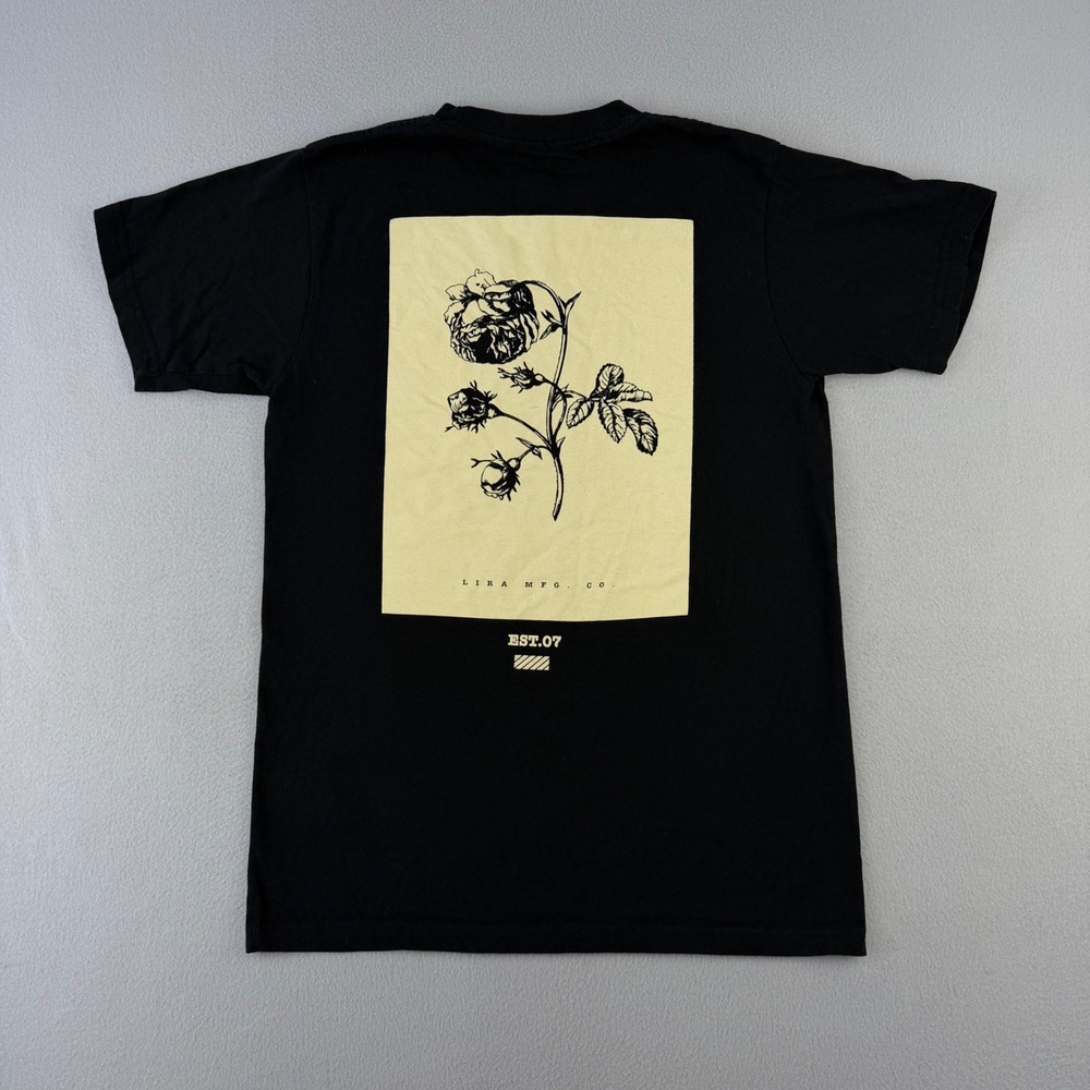 Lira T-Shirt Mens Medium Black Rose Graphic Tee Short Sleeve Cotton Skater